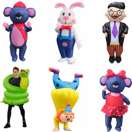 New Adult Inflatable Costume Handstand Clown Couple Mouse Halloween Cosplay Costumes Rabbit Dinosaur Disfraz T-Rex Dress