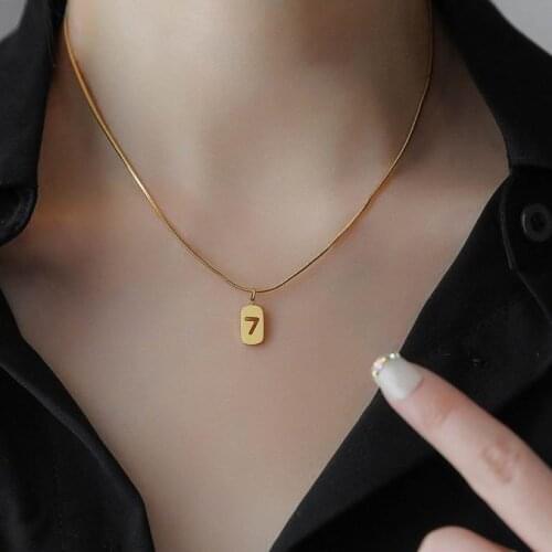 Stainless Steel Lucky Number 7 Pendant Necklace For Women 2020 New Jewelry Simple Choker Collares Gold Color Kolye Gifts