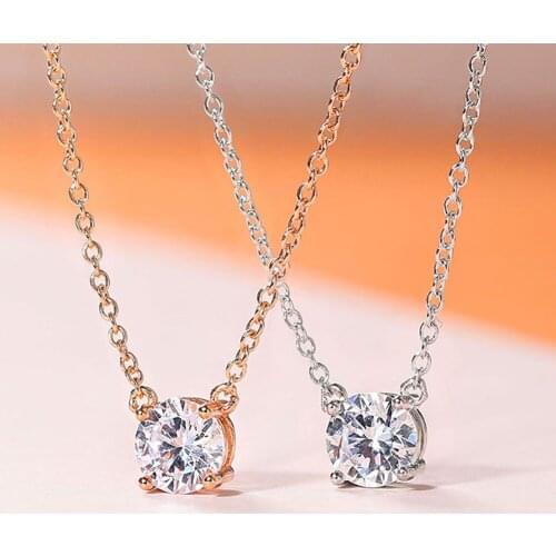 Small Crystal Pendant Necklaces For Women Shiny Zirconia Necklace For Female Wedding Engagement Birthday Gifts New Jewelry N415