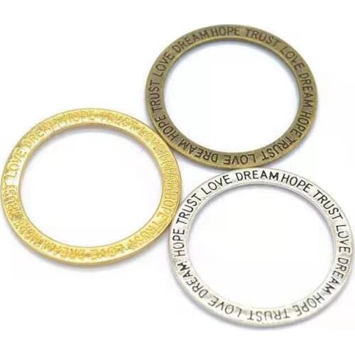 36x36mm Zinc Alloy Hope Trust Love Dream Letter Charms 3 Color Plated Charms Pendants Jewelry Findings Accessories