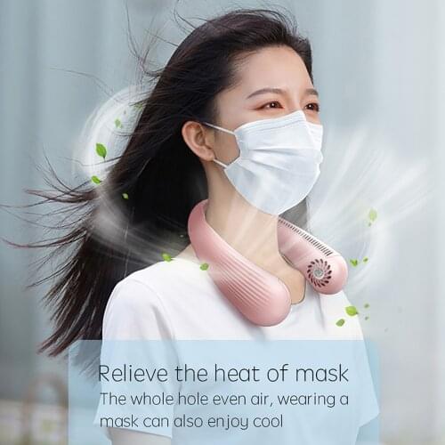 Hanging Neck Fan 2400mah Recharge Portable Cooling Fan Usb Leafless 360 Degree Electric Neckband Fans Surround Air Outlets#g4