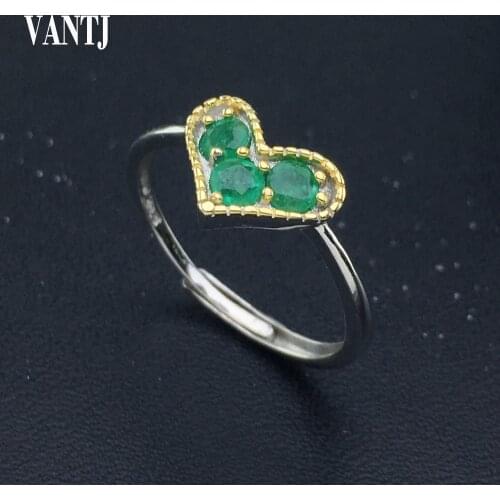 VANTJ natural emerald natural emerald ring sterling 925 silver Columbia mining area for womens high-end colorful jewelry