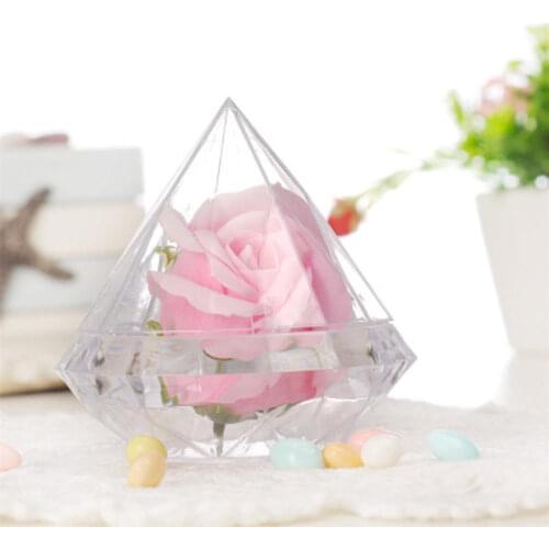 1Pcs Transparent Diamond Shape Candy Box Clear Plastic Container Box Party Wedding Favor Gift Boxes Pie Party Box bags