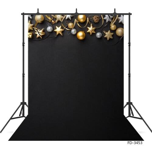 Christmas Balls Stars Ribbon Black Photographic Backdrop Custom Backgrounds for Children Baby Shower Photobooth Photo Studio