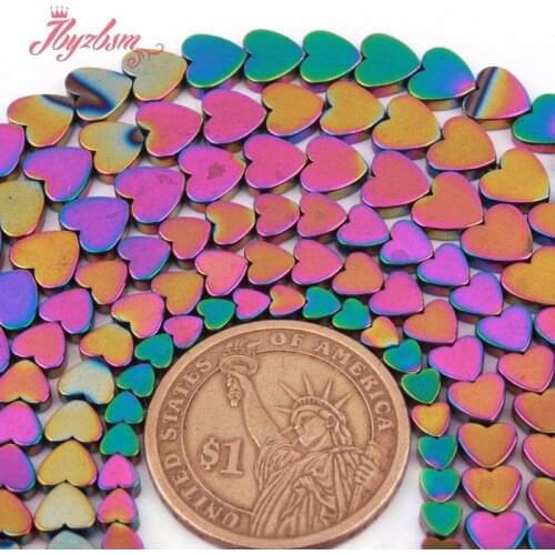 Heart Hematite Beads Multicolor Hematite Stone Spacer Beads for Women Men DIY Accessories Necklace Bracelets Jewelry Making 15"