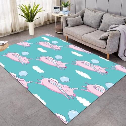 Cute Pink Pig Rugs For Bedroom Boys Gilrs Non-Slip Carpet Cartoon Kids Play Mat Animal Living Room Rug Tapis Salon 122x183