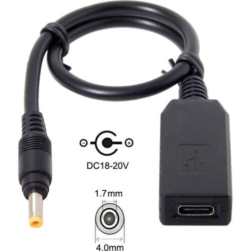 USB-C Type C USB 3.1 to DC 20V 4.0 1.7mm Power Plug PD Emulator Trigger Charging Cable for Lap top Black