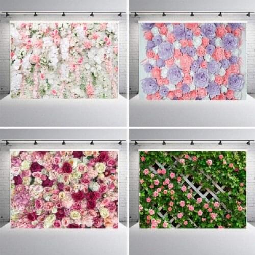 Simulation Plant Flower Wall Photography Vinyl Background Wedding Party Rose Decor Photocall Backdrop For Photo Studio
