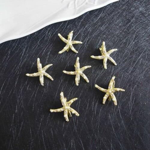 One Gold Color Starfish Hair Clip Wedding Dress Accessories Rhinestone Accessori Capelli Pearl Hairpins Hair Ornaments for Girls