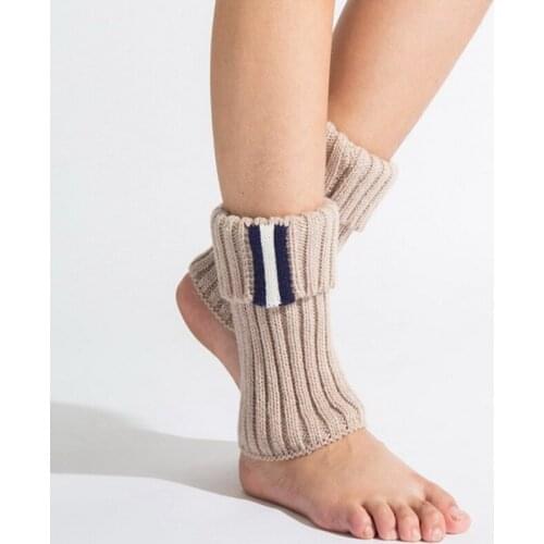 1 Pair Striped Women Winter Ankle Boot Cuffs Short Knitted Legwarmers Boot Socks 3 Color gaiters calentadores piernas mujer