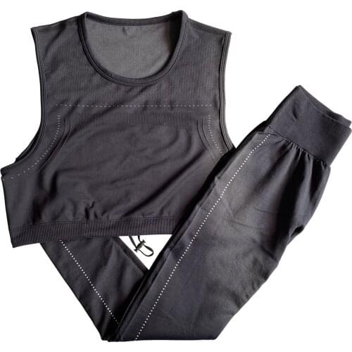 Women Vital Seamless Yoga Set Gym Clothing Fitness Leggings+Cropped Shirts Sport Suit Women Sleeveless Tracksuit Active Wear