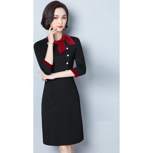 Fashion Styles Sleeless Dressses Elegant Blue Summer Fall Dress For Women Business Work Wear Professional Office Vestidos AA5703