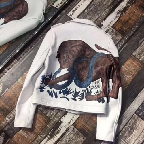 Women Spring Coat New Brand Real Leather Jacket Animal Motifs Short Clothes Mulheres Casacos Sheepskin Coats Femmes Manteaux