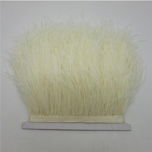 10 yards 10-15CM Ostrich feather trims for skirt/dress Beige ostrich feathers ribbon DIY feather For Crafts Plumage Clothing