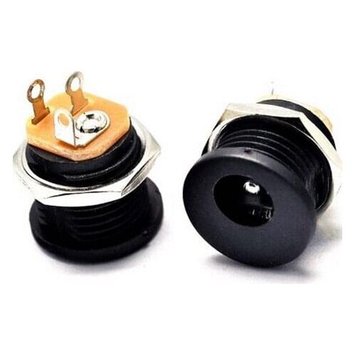 100pcs/lot DC power socket , DC - 022 DC-022 5.5-2.1 MM round hole screw nut panel installation best quality