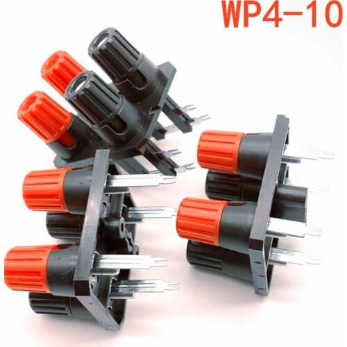 2Pcs/lot WP WP4-10 External Banana Wire Clip 4 bit Audio Terminal jack 4Pin Long feet Speaker Amplifier Wire Clip Audio Socket