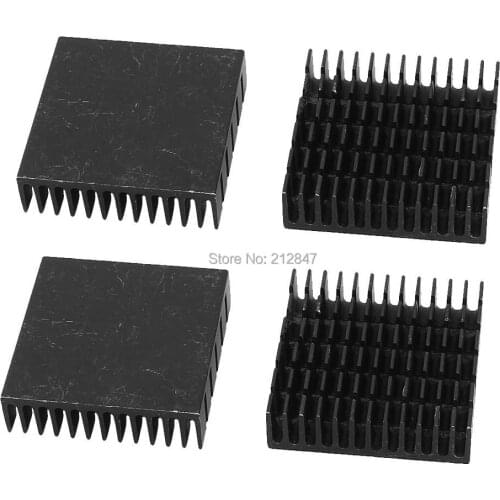 Aluminum Heatsink Radiator Heat Sink Cooling Cooler Fin Black 40mm x 40mm x 11mm 4 Pcs