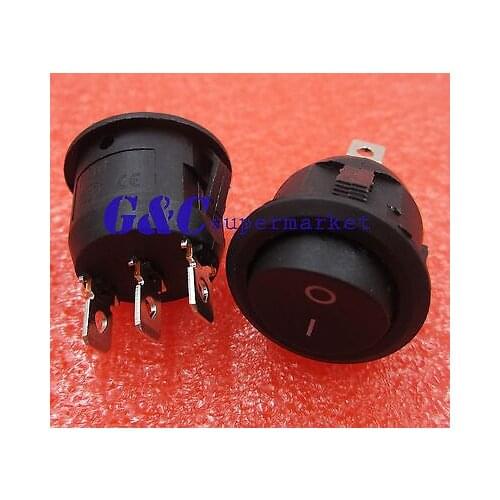 5Pcs Mini 3 Pin Round Black SPDT ON-OFF Rocker Switch Snap-in diy electronics