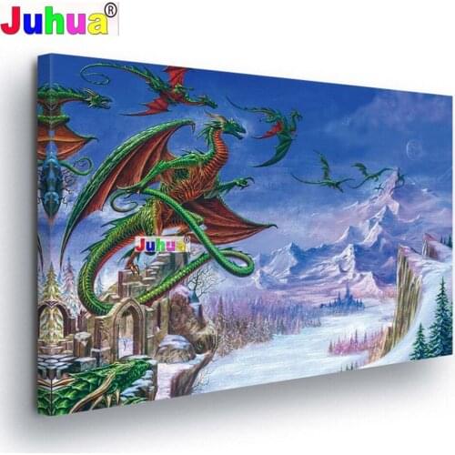 Dragon diamond painting,full,square,round diamond embroidery mosaic diamond diy handwork puzzle diamant Snow Animal deify