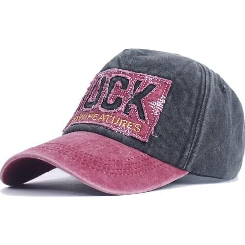 New Stitching Old Washed Cotton Baseball Hat Male ROCK Letter Embroidered Casual Hat Ladies Dad Hat Bone Cap