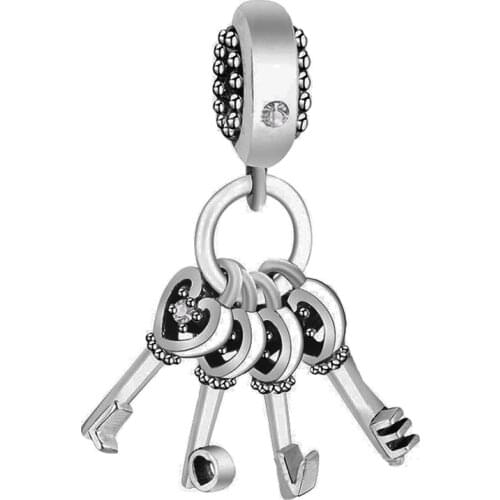 Keys 925 Sterling Silver Charm Beads Fit Original Charms Bracelet DIY Jewelry Making For Women Wholesale Fashion Pendant