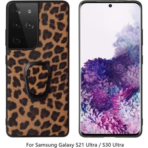 Funda Case for Samsung Galaxy S21 Ultra S21 Plus A12 A32 A52 A72 Bracket Coque Leopard Crocodile Carbon Fiber Phone Case Cover
