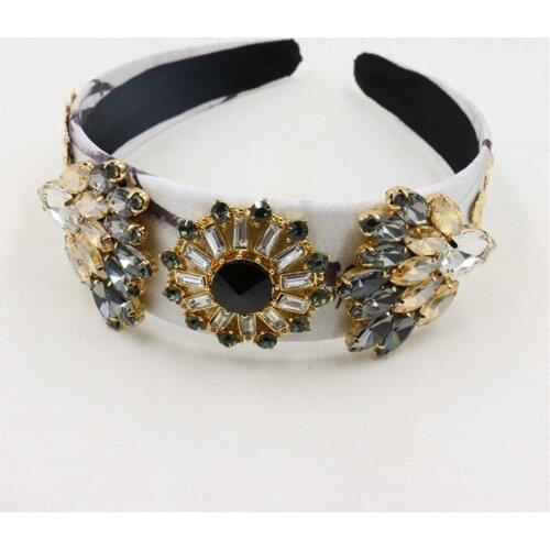 Flower shape Fashion Vintage Leaf Handmade Rhinestone flower Crown Baroque Queen Prom Hair Band Diadem Crystal Hair Jewelry Gift