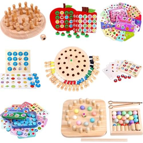 Wooden Memory Chess Game Match Stick Fun Blocks Board Game Educational Toy Montessori Color Cognitive For Children Kids Party