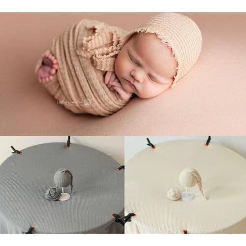 Newborn Photography Wraps Props Baby Fabric 150*150 CM Waffle Backdrop Boy And Girl Photo Studio Hat Accessories
