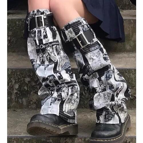 Original Design Punk Japanese Tokyo Geisha Pattern Magazine print Removable Leg Warmer leg sleeve gothic women clothing