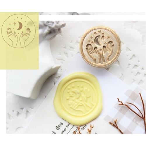Holding moon and star,Wax Seal Gift Invitation Stamp Cards Scrapbook Stamps Replace Copper Head Sollos Stempel Decorating Tools