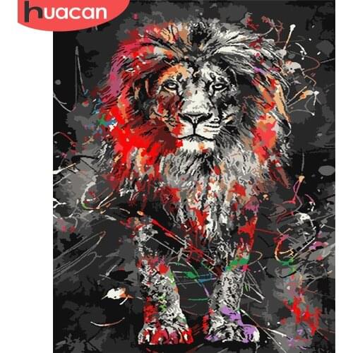 HUACAN DIY Paint By Number Lion Hand Painted Painting Art Drawing On Canvas Gift Coloring By Numbers Animal Kits Home Decor