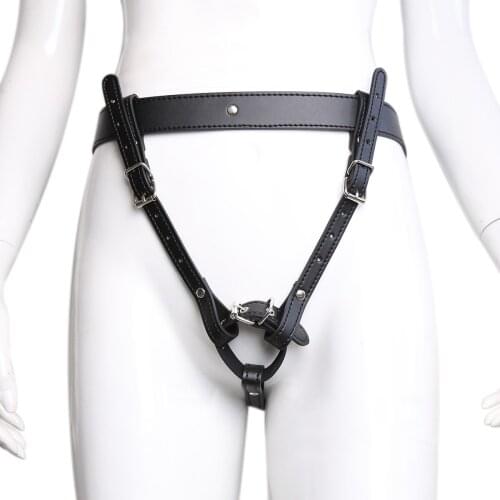 PU Leather Forced Orgasm Belt Chastity Panties Strap-on Magic Wand Chastity Strapon Bdsm Bondage Erotic Sex Toys for Women