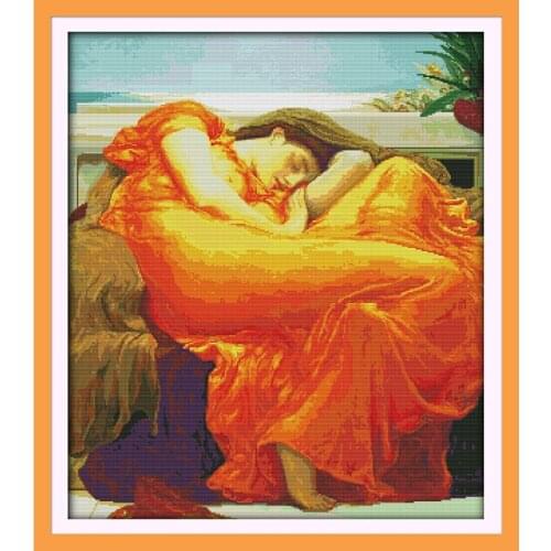 Joy Sunday Sleeping Beauty (3) Chinese Cross Stitch Kits Ecological Cotton Stamped Printed 11CT DIY Wedding Decoration For Home