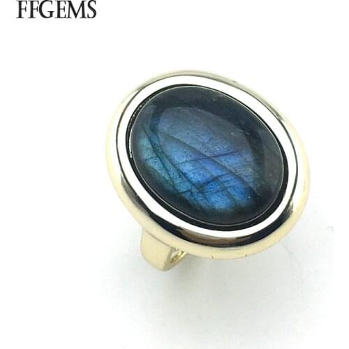 FFGems Natural Labradorite Rings Sterling Real 925 Silver Gemstone Fine Jewelry Women Engagement Wedding Gift
