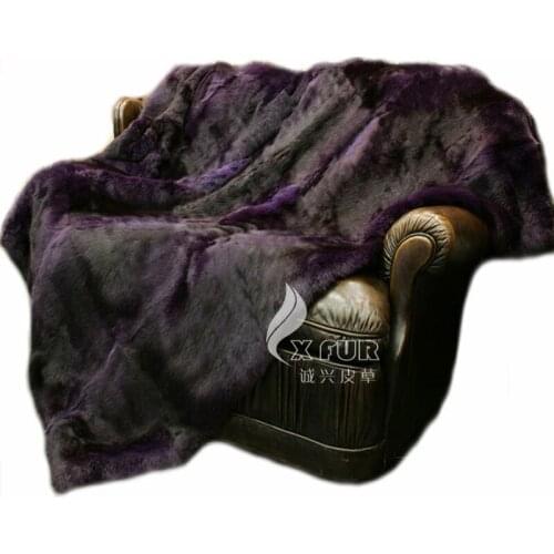 CX-D-08D 150x200cm Purple Colour Custom Rabbit Fur Carpet/Fur Rug ~DROP SHIPPING