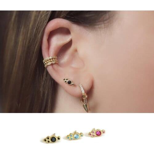 Hot Sell 925 Sterling silver Round CZ Mini Stud Earring for Young Girl Jewelery Gold Color delicate dainty cute kid Earrings