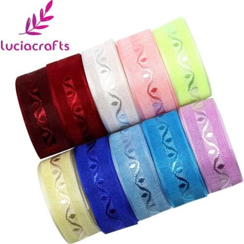 Lucia crafts 20mm Solid Color Embroidered Organza Ribbons DIY For Wrapping Hair Bow Trim Sewing Materials 5yards/lot P0302