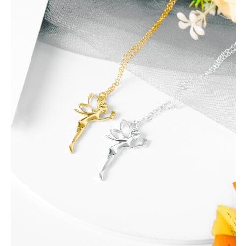 Sweet Gold Elf Fairy Pendant Necklace For Women Girls Children Cute Trendy Chain Necklace Daily Party Fashion Jewelry For Women
