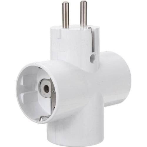 Multiple Plug Socket 16A 250V 3-Way Plug Power Strip Socket Distribution Adapter European Standard Power Supply Plug Adapter