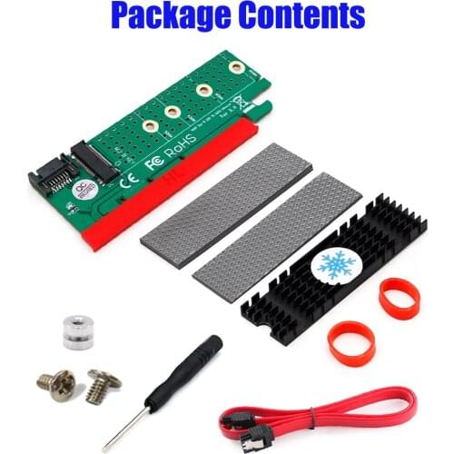 NGFF(M.2) B-key SATA-Bus SSD to SATA3 Adapter with Heatsink