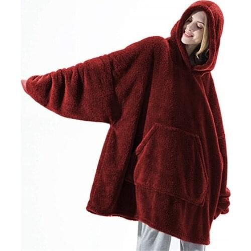 Blanket With Sleeves Women Oversized Hoodie Fleece Warm Hoodies Sweatshirts Giant TV Blanket Women Hoody Robe Casaco Feminino