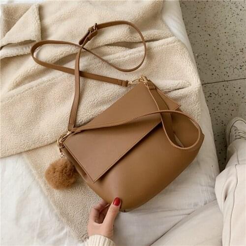 Solid Color Leather Shoulder Bag 2020 New Ladies Retro Messenger Bag Designer Luxury Handbag Wallet Ladies Handbag