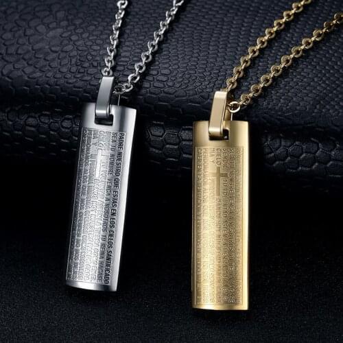 Stainless Steel Necklace 2021 Cross Bible Pendant For Women Men Unisex Christ Prayer Jewelry