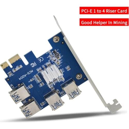 1 To 4 USB 3.0 PCIE PCI-E Riser Card, Hub X16 PCI Express 1X 16X Multiplier, Bitcoin ETH Mining Adapter USB 3.0 Riser Card