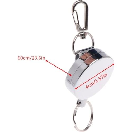 Fishing Zinger Retractor Key Ring Reel Holder Retractable Steel Cable Full Metal N58B