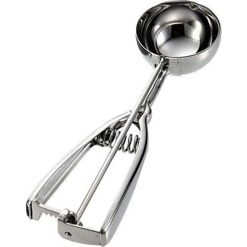 Silver Stainless Steel Ice Cream Scoop Spoon Spring Handle Masher Cookie Scoop Stainless Steel Ice Cream Spoons 2020 Fashion