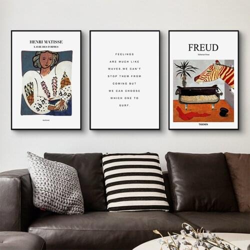 Nordic Poster Prints Canvas Painting Wall Art French Freud Henri Matisse English Letter Abstract Pictures For Office Room Decor
