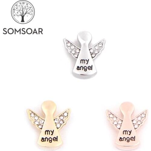 Somsoar Jewelry My Angel Slide Charms fit 10mm Stainless steel Mesh Bracelet accessories as Mothers Day Gift 10pcs/lot