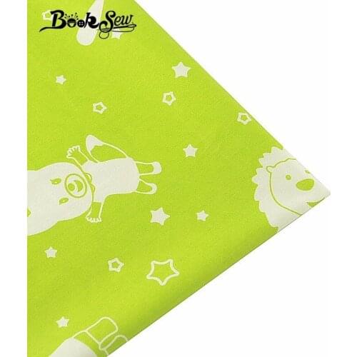 Booksew 100% Cotton Twill Fabric Sewing Cloth Cute Animal Pattern Green Home Textile Fat Quarter Baby Bedsheet DIY Patchwork